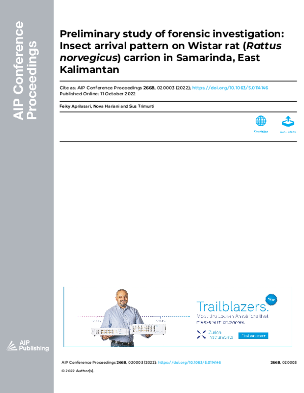(PDF) Preliminary study of forensic investigation: Insect arrival ...