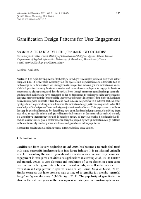 (PDF) Gamification Design Patterns for User Engagement