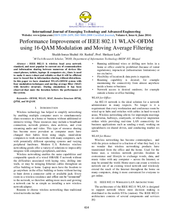 (PDF) Performance Improvement of IEEE 802.11 WLAN-OFDM using 16-QAM ...