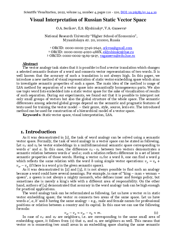(PDF) Visual Interpretation of Russian Static Vector Space