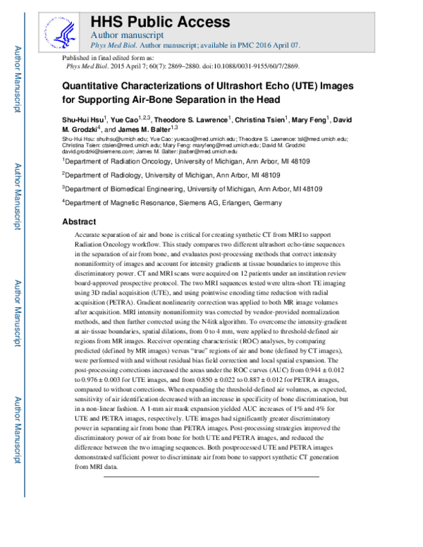(PDF) Quantitative characterizations of ultrashort echo (UTE) images ...