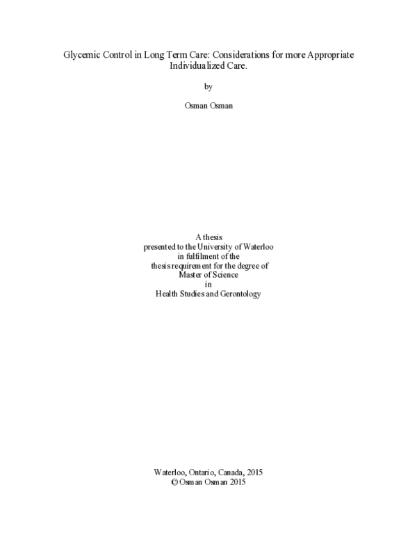 (PDF) Glycemic Control in Long Term Care: Considerations for more ...