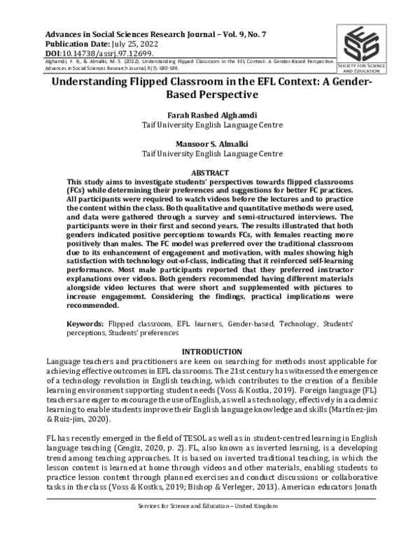 (PDF) Understanding Flipped Classroom in the EFL Context: A Gender ...