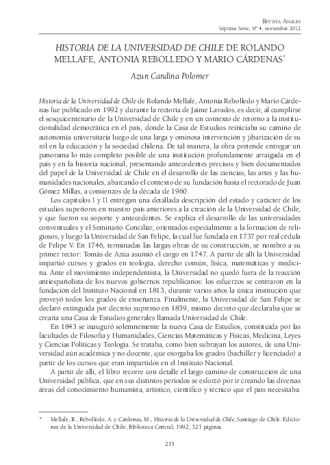(PDF) Historia de la Universidad de Chile
