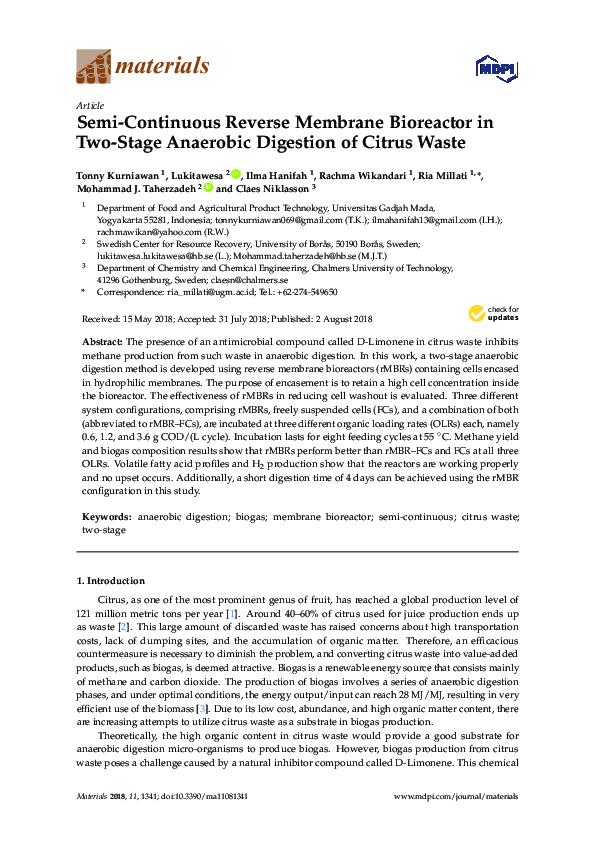 (PDF) Semi-Continuous Reverse Membrane Bioreactor in Two-Stage ...