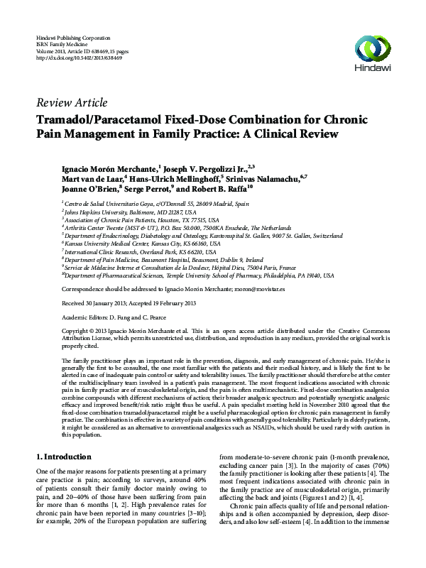 (PDF) Tramadol/Paracetamol fixeddose combination for chronic pain