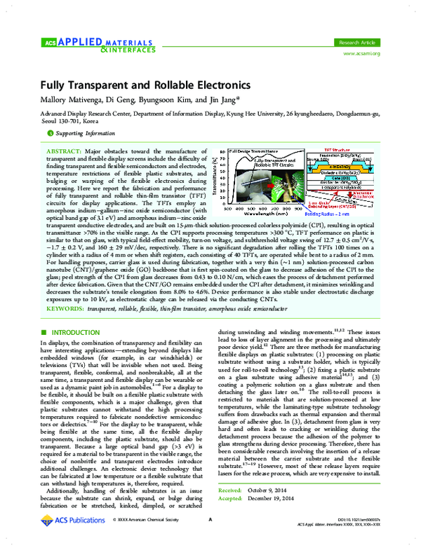 (PDF) Fully transparent and rollable electronics