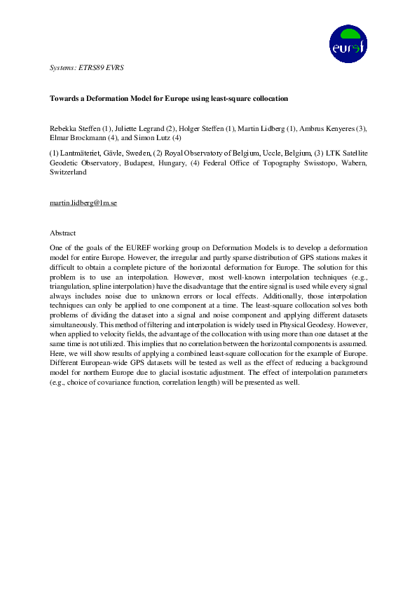 (PDF) Present and future of European reference frames