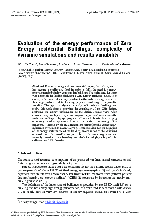 (PDF) Evaluation of the energy performance of Zero Energy residential ...