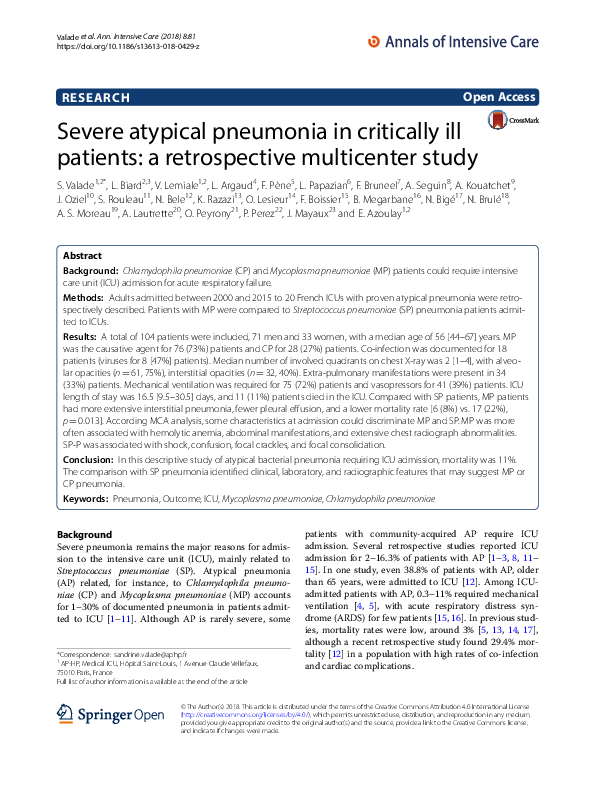 (PDF) Severe atypical pneumonia in critically ill patients: a ...