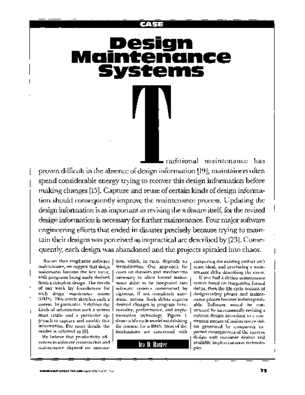 (PDF) Design maintenance systems