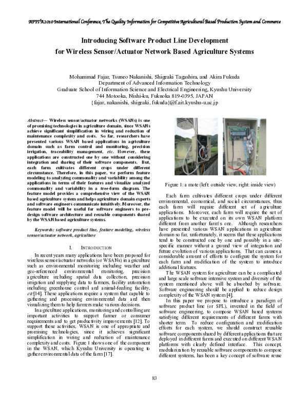 (PDF) Introducing Software Product Line Development for Wireless Sensor ...