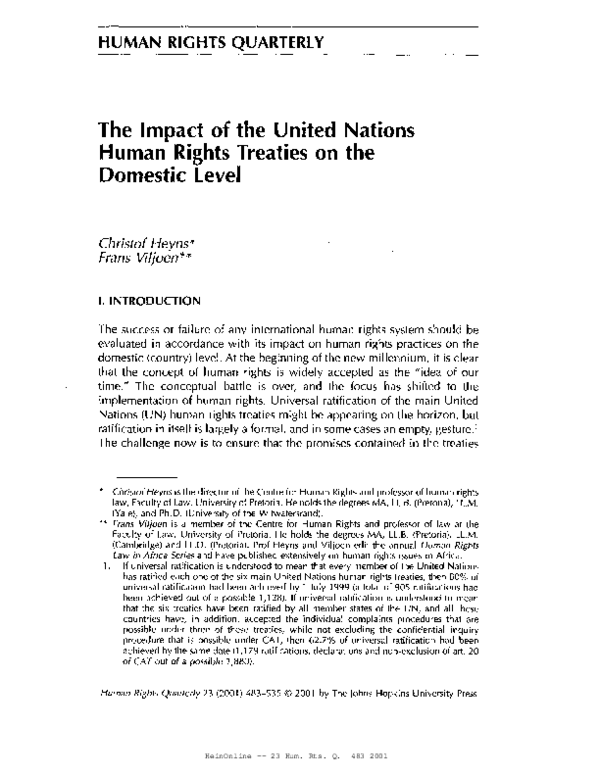 (PDF) The Impact of the United Nations Human Rights Treaties on the ...