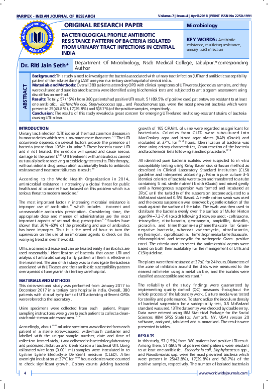 (PDF) Bacteriological profile antibiotic resistance pattern of bacteria ...