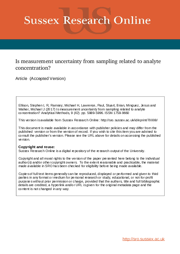 (PDF) Is measurement uncertainty from sampling related to analyte ...