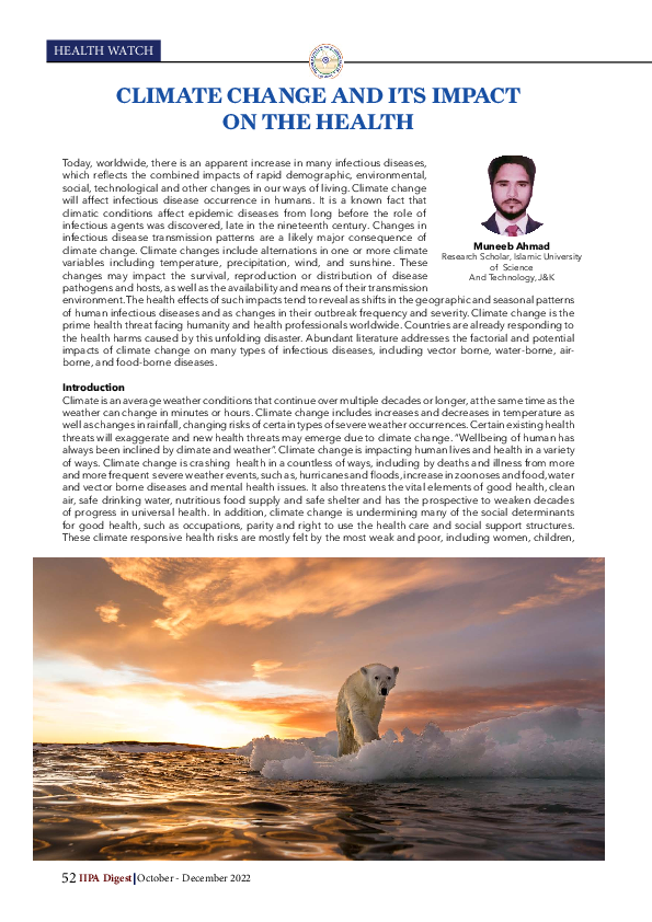 (PDF) ClimAte ChAnGe AnD its impACt on the heAlth
