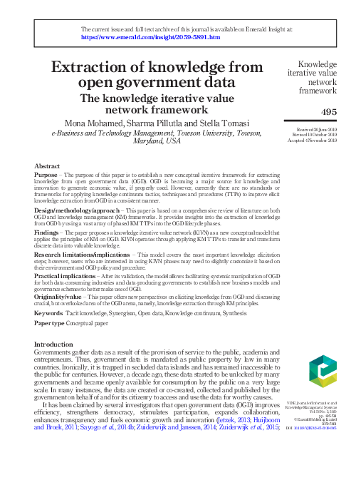 (PDF) Extraction of knowledge from open government data