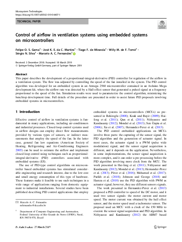 (PDF) Control of airflow in ventilation systems using embedded systems ...