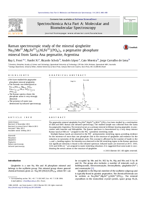 (PDF) Raman spectroscopic study of the mineral qingheiite Na2(Mn2+,Mg ...