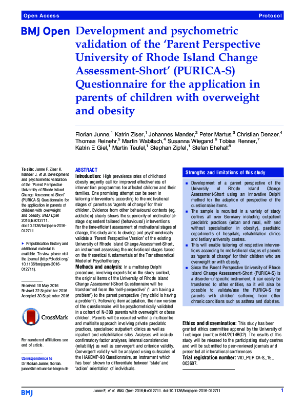 (PDF) Development and psychometric validation of the 'Parent ...