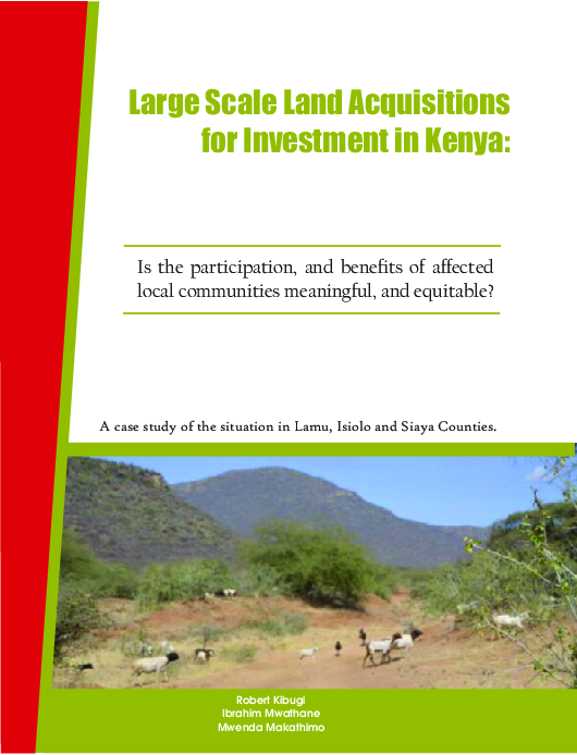 (PDF) Large scale land acquisitions for investment in Kenya : is the ...