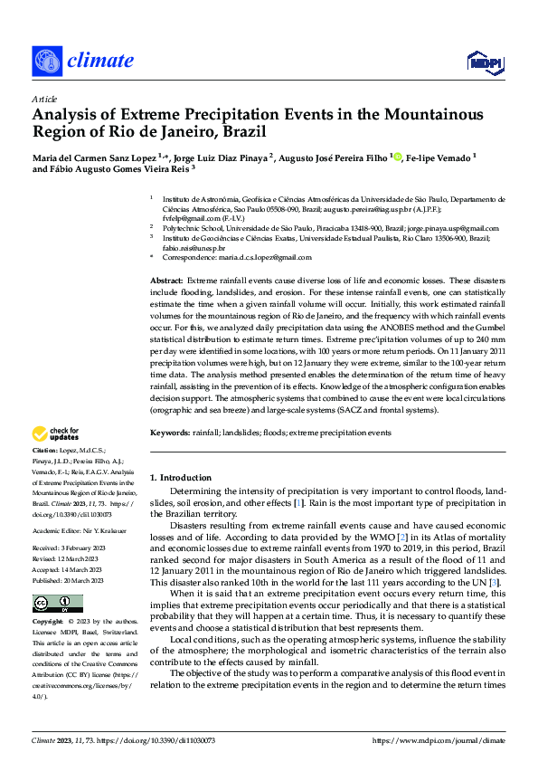 (PDF) Analysis of Extreme Precipitation Events in the Mountainous ...