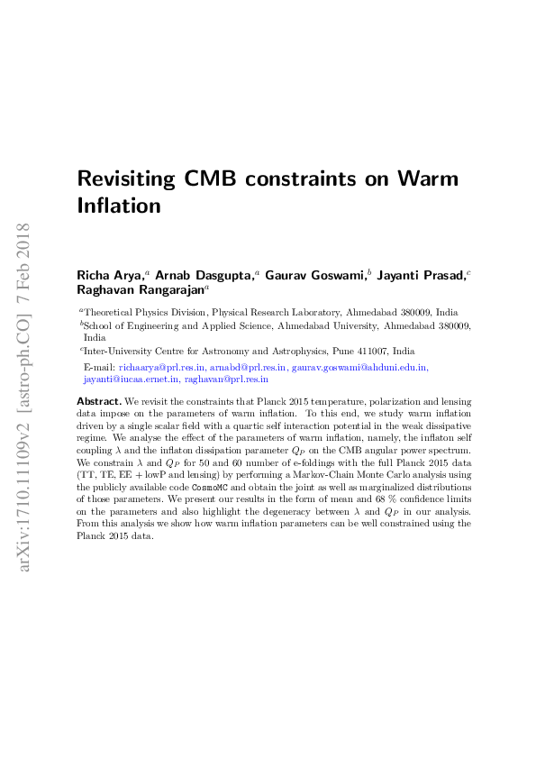 (PDF) Revisiting CMB constraints on warm inflation