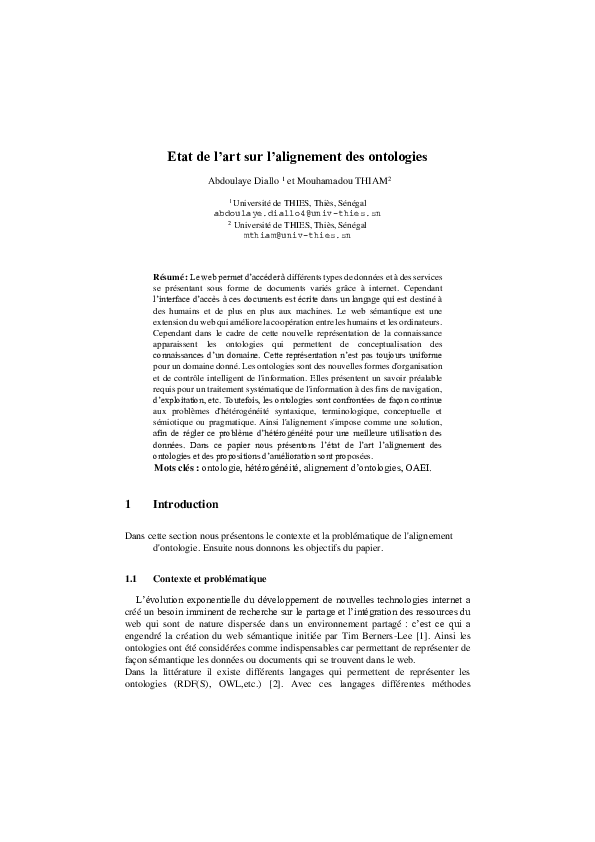 (PDF) State of the art on the alignment of ontologies