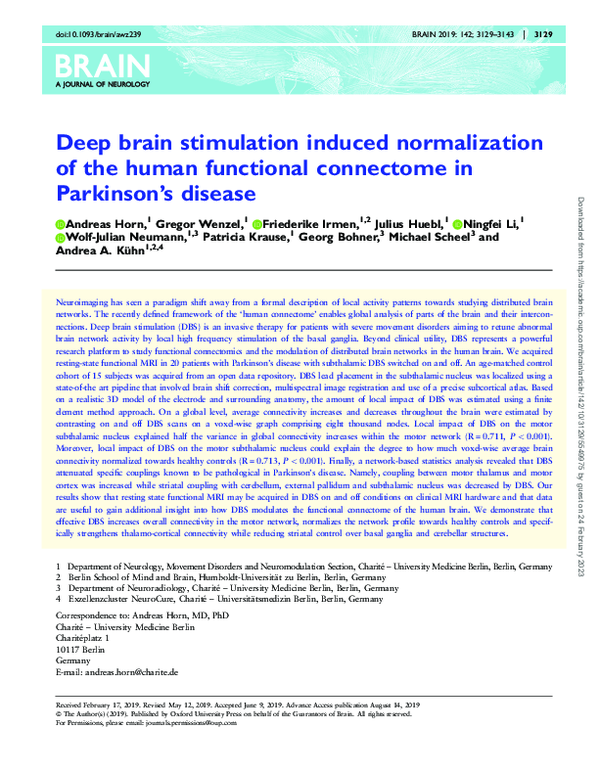 (PDF) Deep brain stimulation induced normalization of the human ...