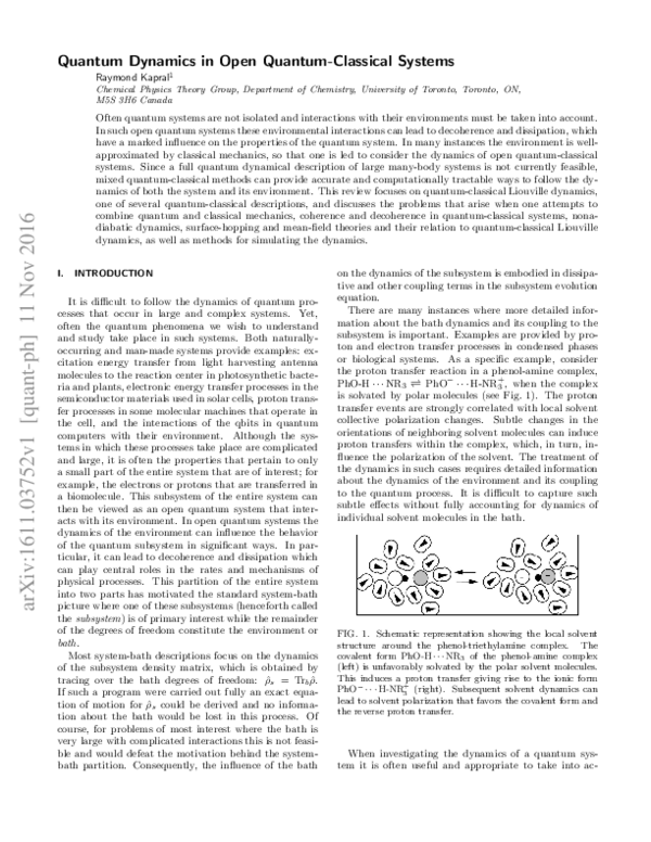 (PDF) Quantum dynamics in open quantum-classical systems