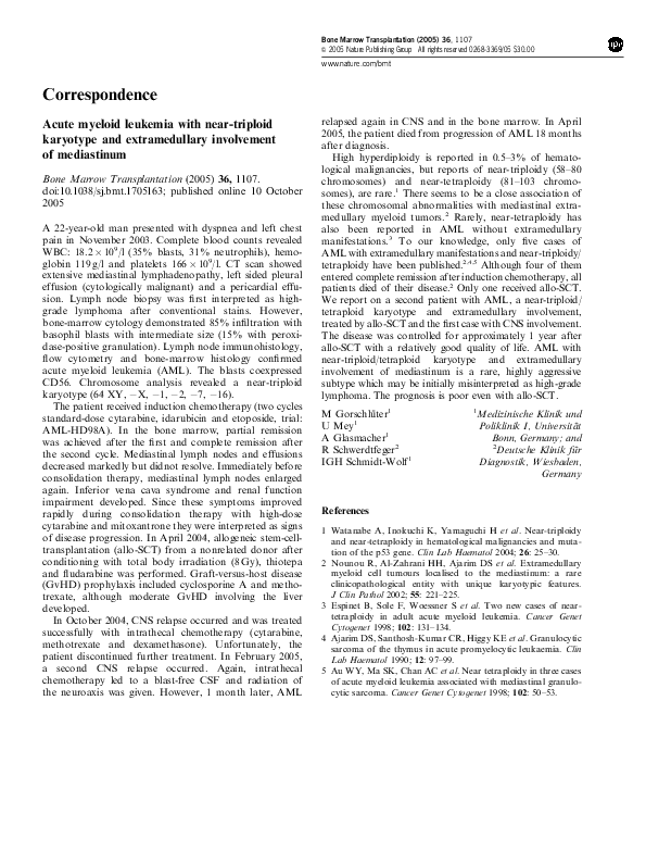 (PDF) Acute myeloid leukemia with near-triploid karyotype and ...