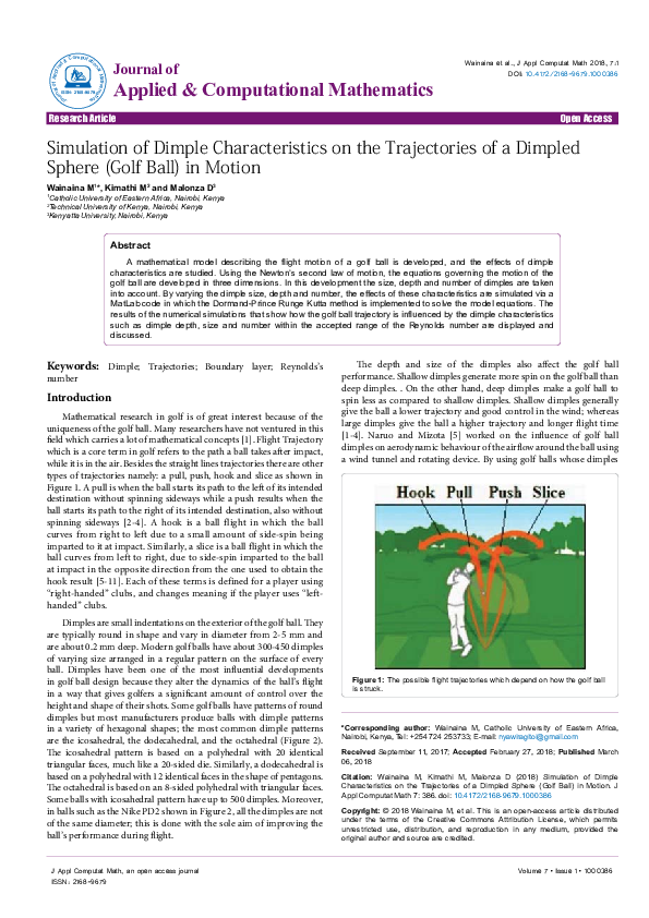 (PDF) Simulation of Dimple Characteristics on the Trajectories of a ...