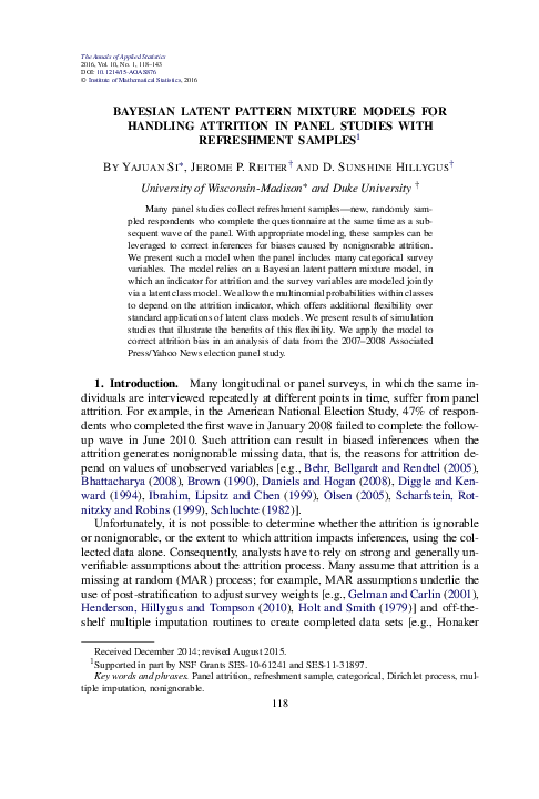 (PDF) Bayesian latent pattern mixture models for handling attrition in ...