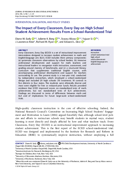 (PDF) The Impact of Every Classroom, Every Day on High School Student ...