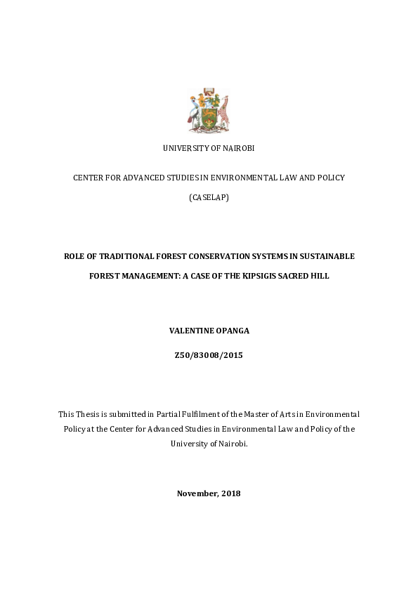 (PDF) Role of Traditional Forest Conservation Systems in Sustainable ...