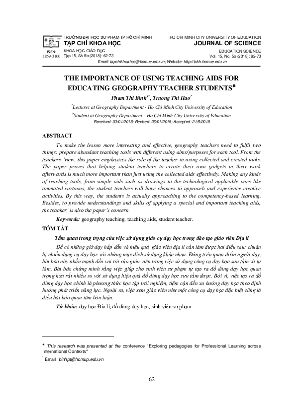 (PDF) The importance of using teaching aids for educating Geography