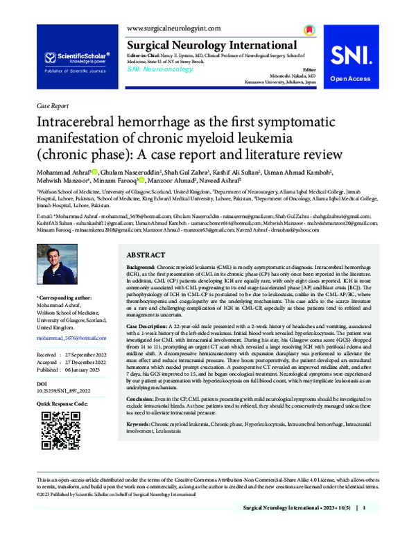 (PDF) Intracerebral hemorrhage as the first symptomatic manifestation ...