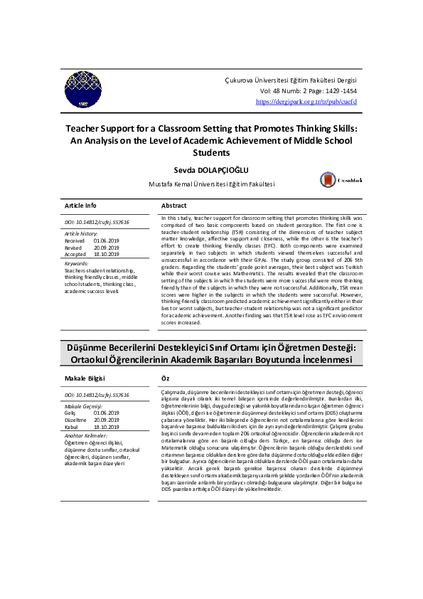 pdf-teacher-support-for-a-classroom-setting-that-promotes-thinking