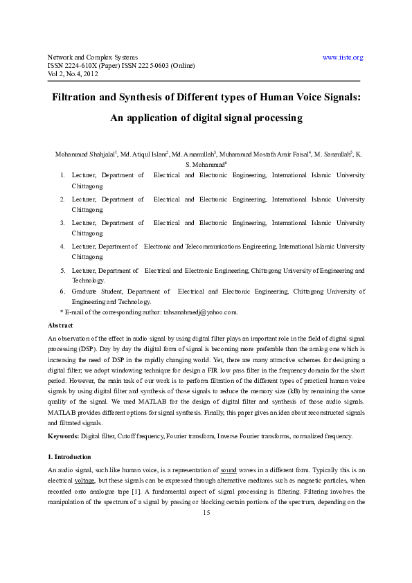 (PDF) Filtration and Synthesis of Different types of Human Voice ...