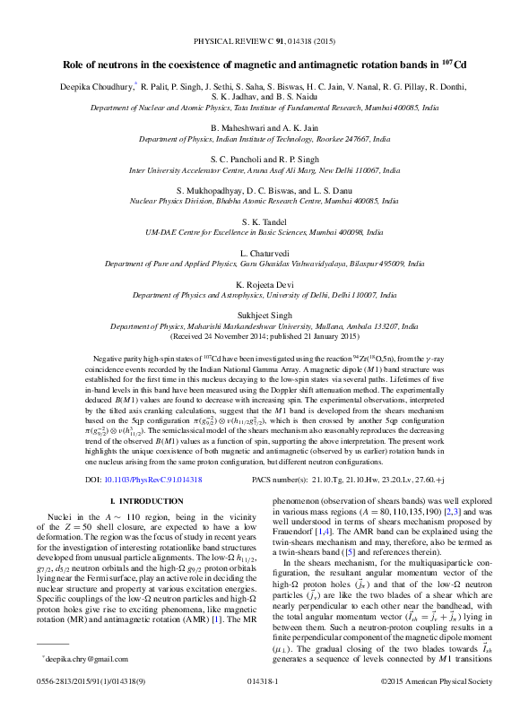 (PDF) Role of neutrons in the coexistence of magnetic and antimagnetic ...
