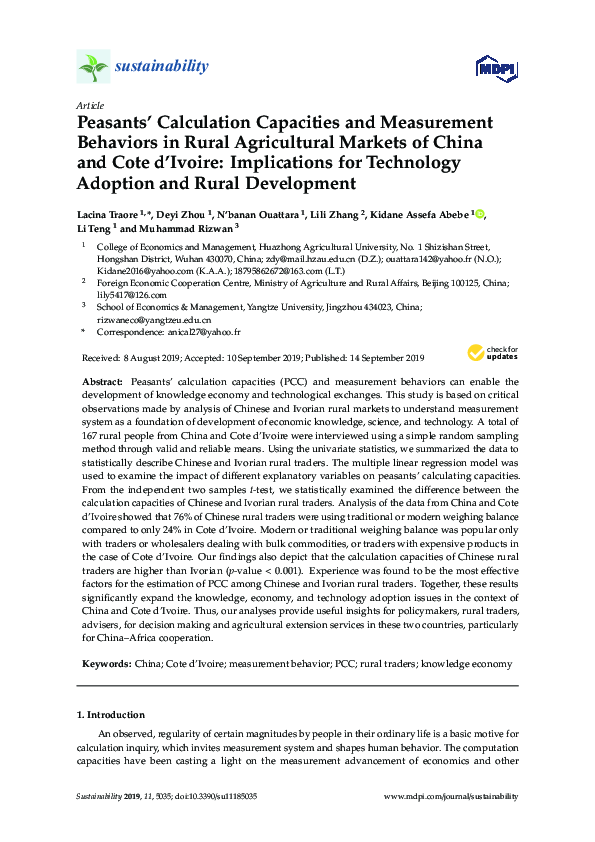 (PDF) Peasants’ Calculation Capacities and Measurement Behaviors in ...
