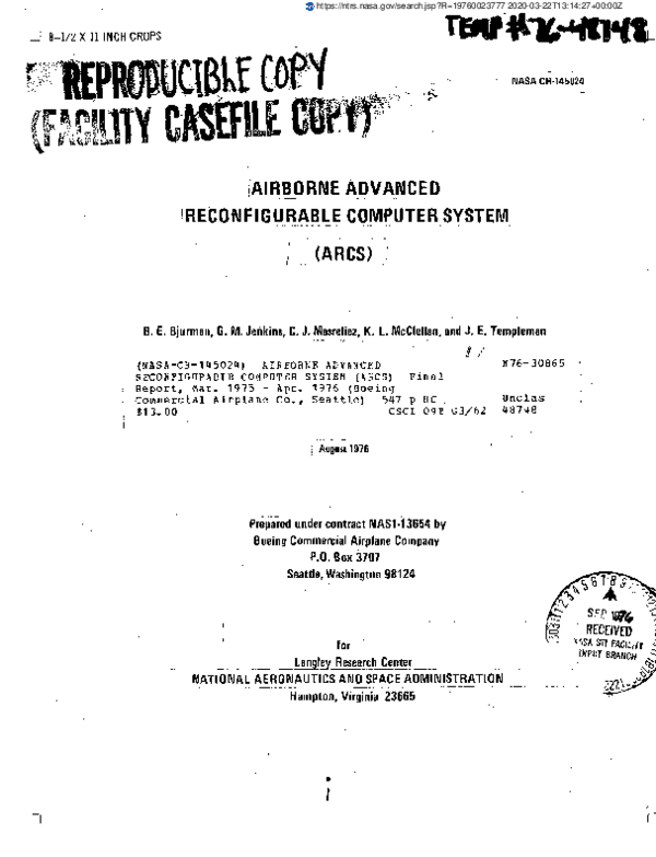 (PDF) Airborne Advanced Reconfigurable Computer System (ARCS)