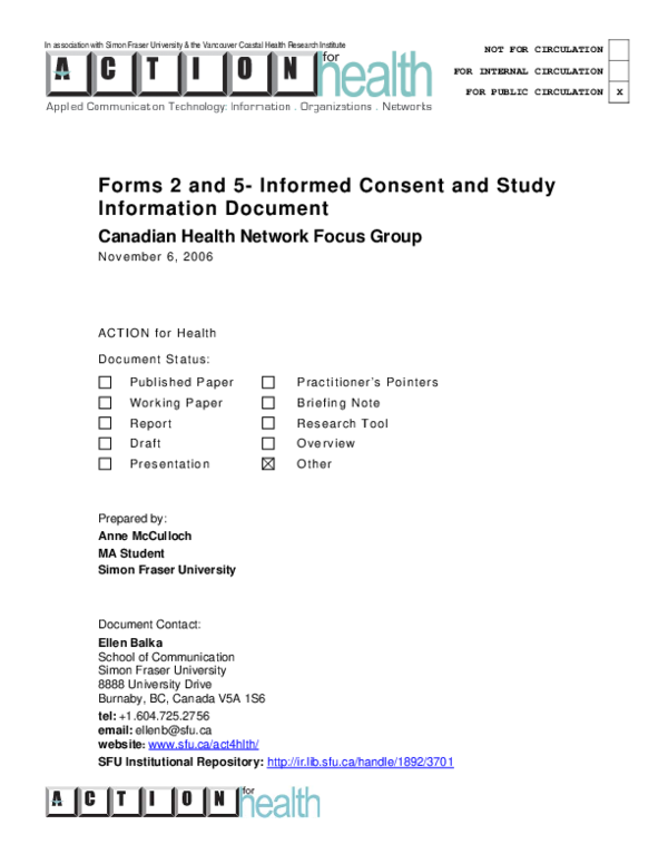 (PDF) Forms 2 and 5 - Informed Consent and Study Information Document