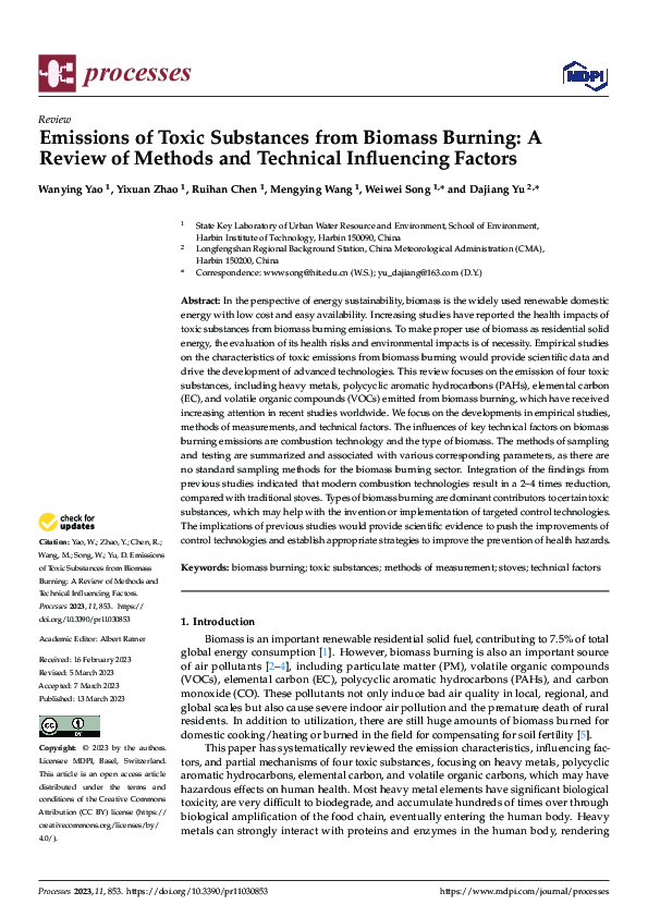 (PDF) Emissions of Toxic Substances from Biomass Burning: A Review of ...