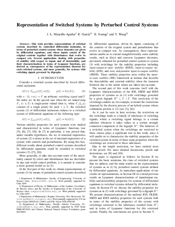 (PDF) Representation of switched systems by perturbed control systems