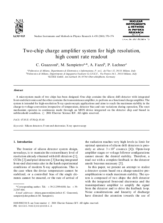 (PDF) Two-chip charge amplifier system for high resolution, high count ...
