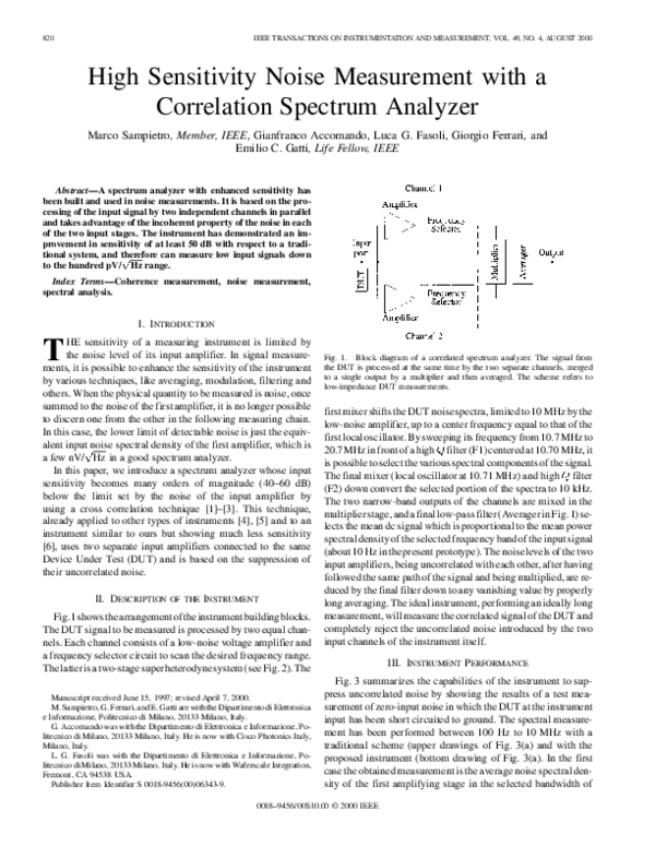 (PDF) High sensitivity noise measurement with a correlation spectrum ...