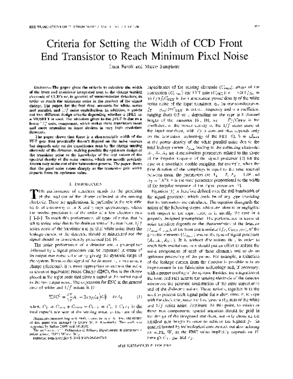 (PDF) Criteria for setting the width of CCD front end transistor to ...