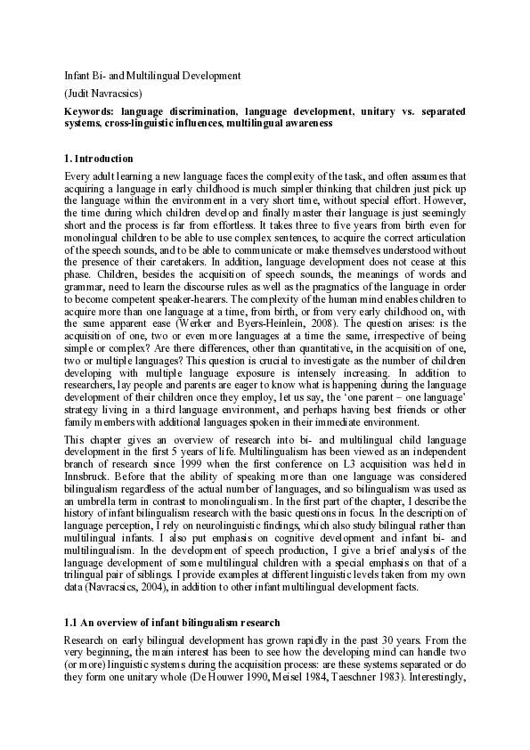 (PDF) Infant Bi- and Multilingual Development