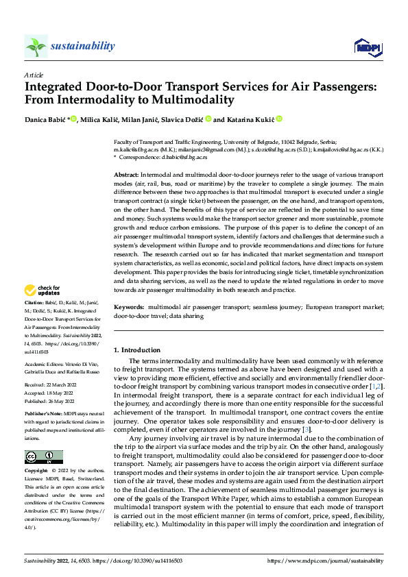 (PDF) Integrated Door-to-Door Transport Services for Air Passengers ...